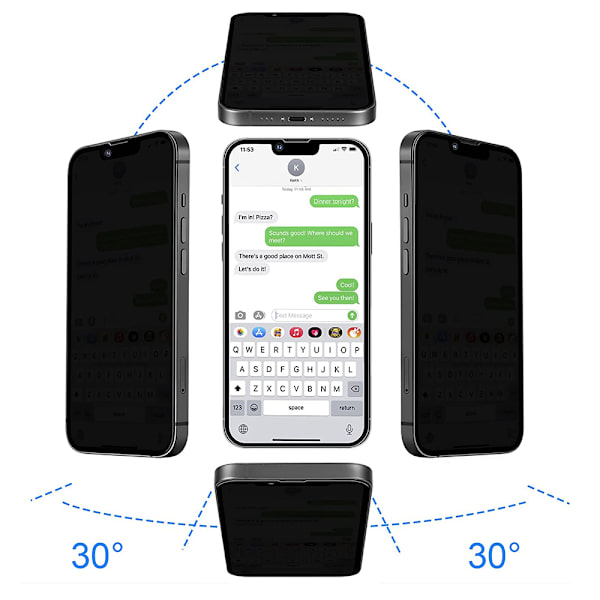 iPhone 14 Pro Max Anti-Spy skærmbeskytter HD 0,3 mm Svart