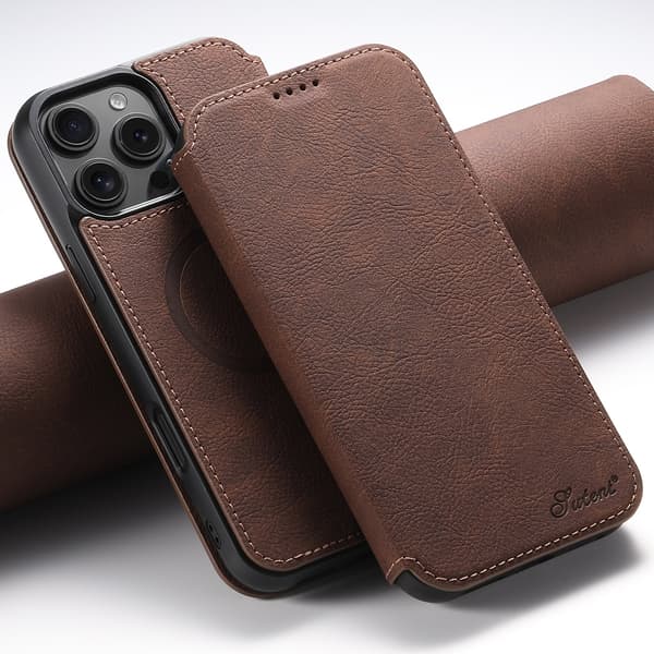 iPhone 16 Pro Max Plånboksfodral - Lyx & Skydd i Ett Mörkbrun