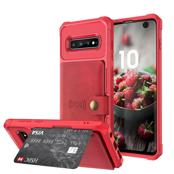 Samsung Galaxy S10 - Praktisk Smart Cover med kortrum Grön