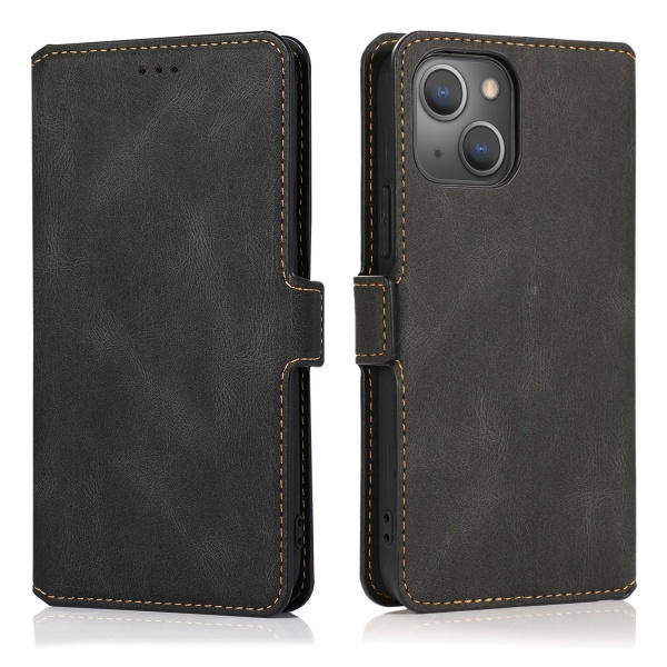 iPhone 15 Plus - Elegant Flip Wallet Skinnfodral Black