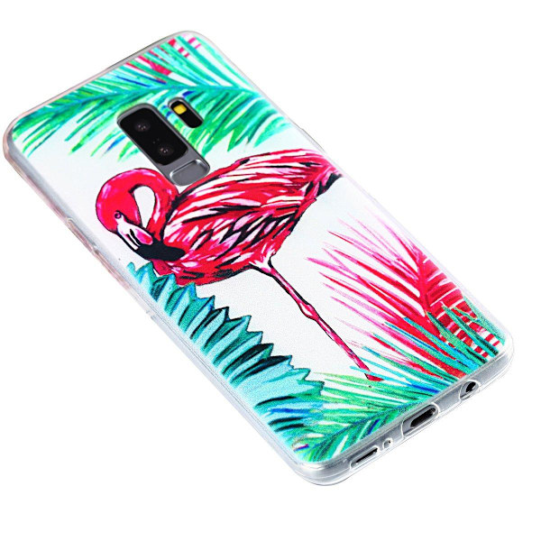 Palm Flamingo - Retroskal av silikon för Samsung Galaxy S9 Plus Flamingo