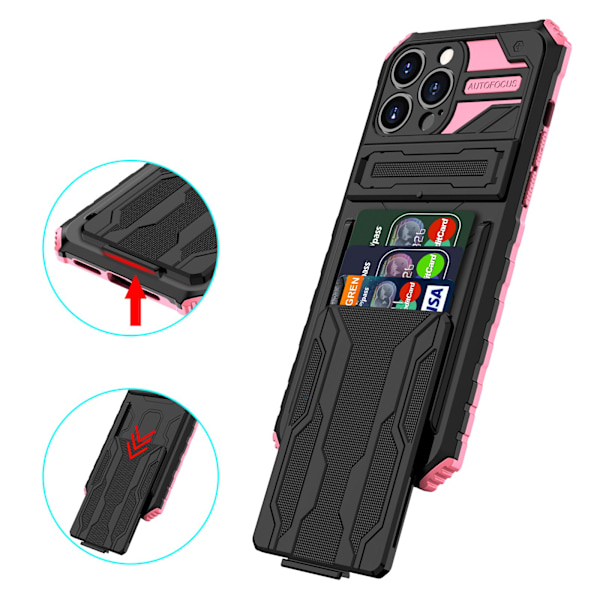 iPhone 13 Pro Plånboksfodral - Stilsäker Design med Militärklass Rosa