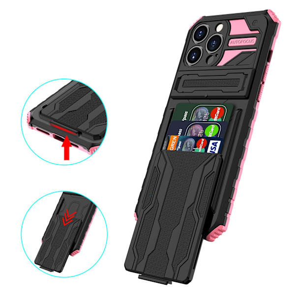 iPhone 13 Pro Plånboksfodral - Stilsäker Design med Militärklassat Skydd Grön