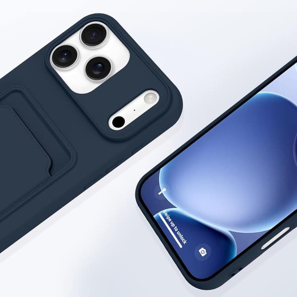 iPhone 17 Pro Silikonskal med Kortficka  Vardagsklart Skydd Marinblå