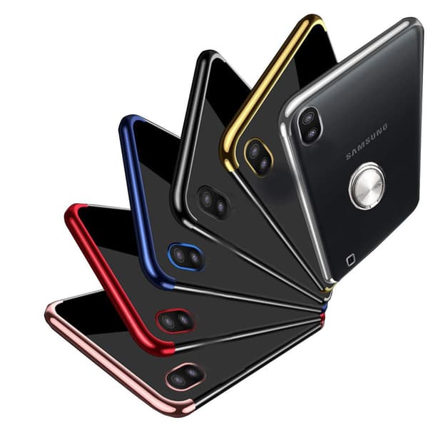 Samsung Galaxy A10 - Praktisk silikonecover med ringholder Guld