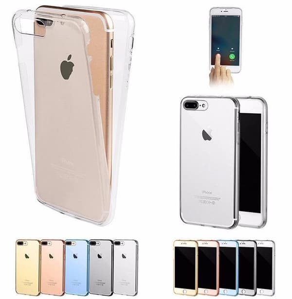 Dubbelsidigt Silikonfodral med TOUCHFUNKTION för iPhone 8 PLUS Genomskinlig