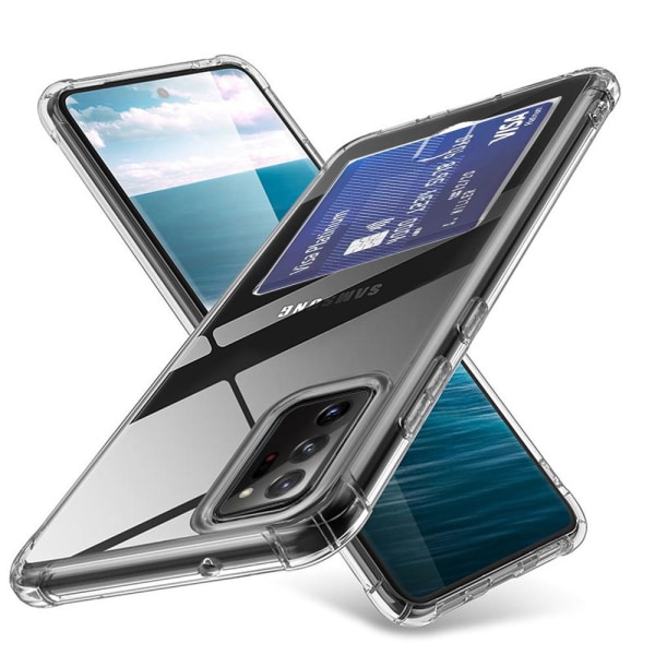 Samsung Galaxy Note 20 Ultra - Silikonskal med Korthållare Transparent/Genomskinlig