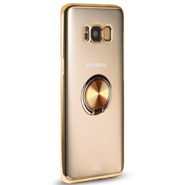 Samsung Galaxy S8 - Skyddande Silikonskal Ringhållare Guld Guld