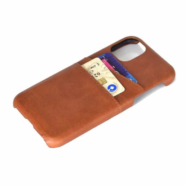 iPhone 15 Pro - Slankt PU læder etui med 2 kortpladser Khaki