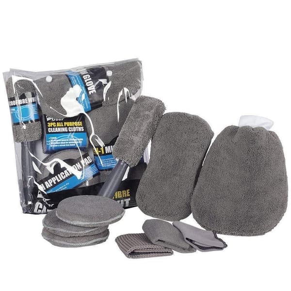 9-Pack Microfibers Fordons Rengörings Set Svart