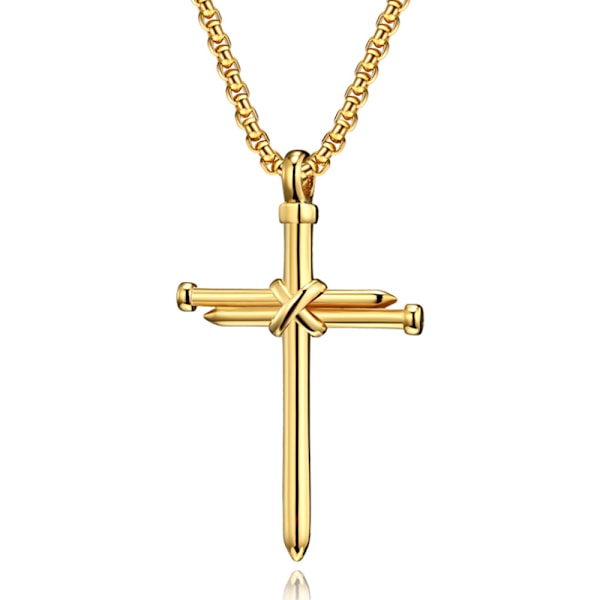 Meningsfullt Kors Halsband i Rostfritt Stål Guld