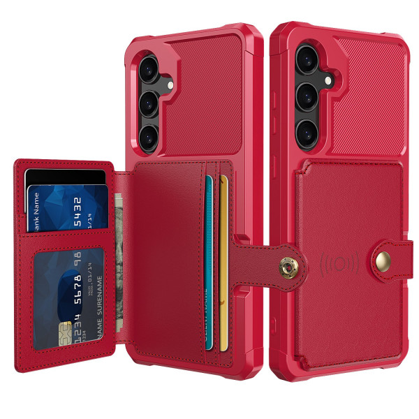 Samsung Galaxy S24 Plus-Elegant Plånboksfodral med Magnetisk Hål Röd