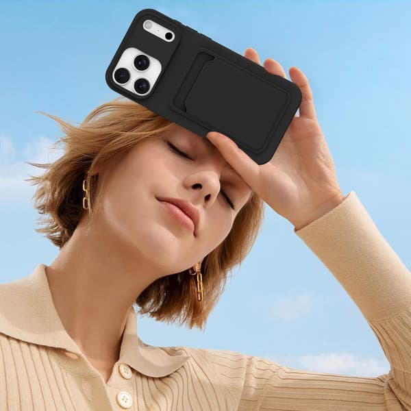 iPhone 17 Pro Silikonskal med Kortficka  Vardagsklart Skydd Lila