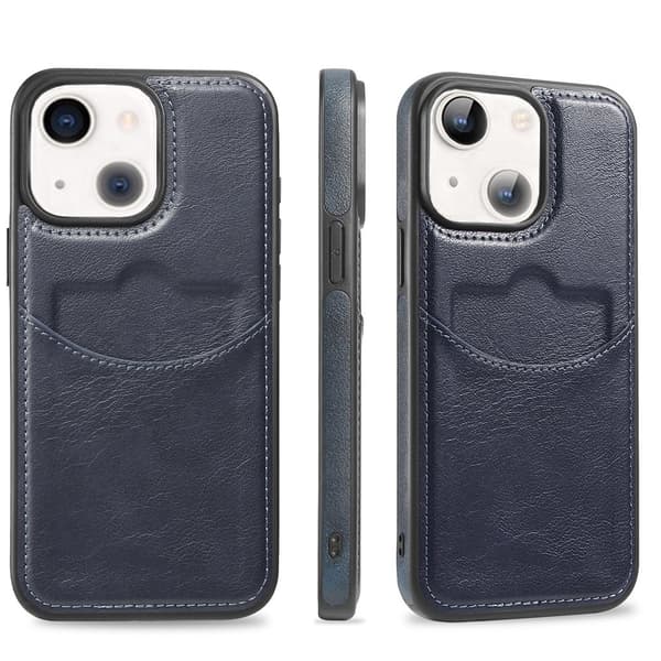 iPhone 13 - Premium Läderfodral med Kortfack & Skydd Vinröd
