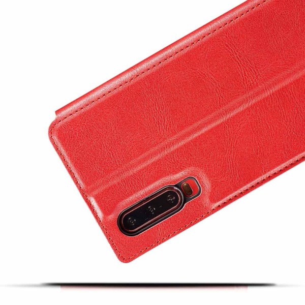 Huawei P30 - Praktisk Smart Wallet Veske VINTAGE Röd Röd