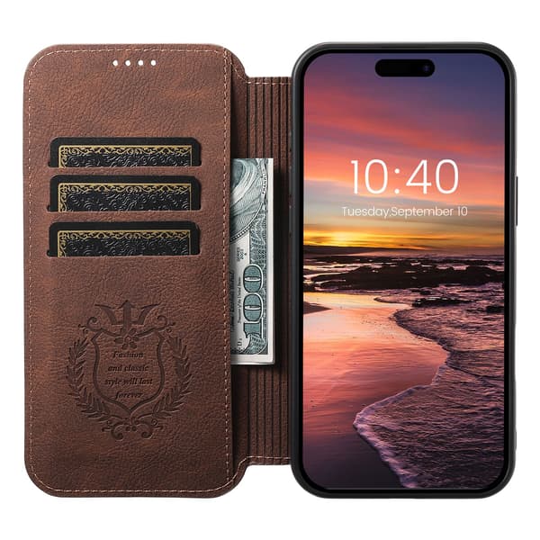 iPhone 16 Pro Max Plånboksfodral - Lyx & Skydd i Ett Mörkbrun