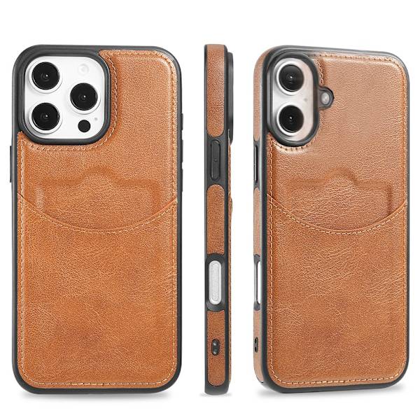 iPhone 16 - Elegant Leman skydd med kortfack Blå