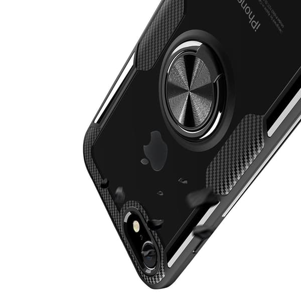 iPhone 6/6S PLUS - Stilrent Skal med Ringhållare (LEMAN) Svart/Silver