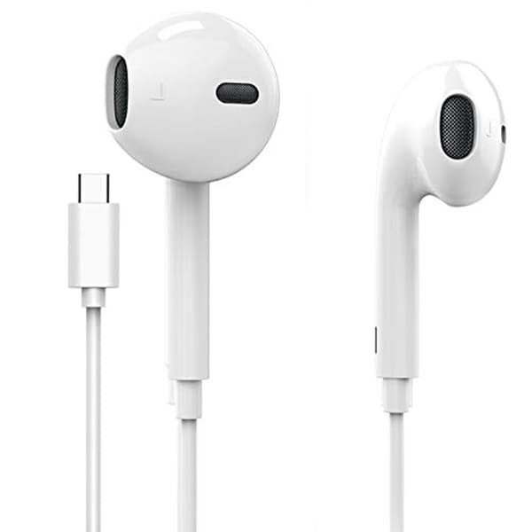 In-Ear Hörlurar Volym Kontroll Inbyggd Mikrofon (TYPE-C) Vit