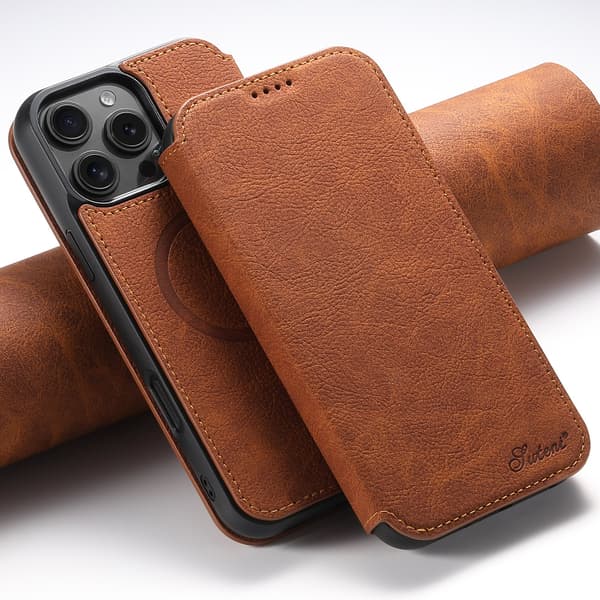 iPhone 16 Pro Max Plånboksfodral - Lyx & Skydd i Ett Mörkbrun