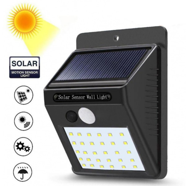 Solcells PIR Automatisk Utomhusbelysning 30 LED