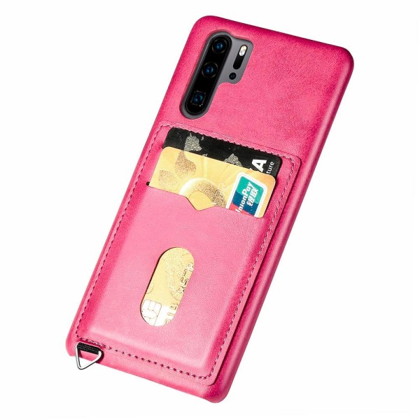 Huawei P30 Pro - Praktisk cover med kortrum (LEMAN) Rosaröd Rosaröd