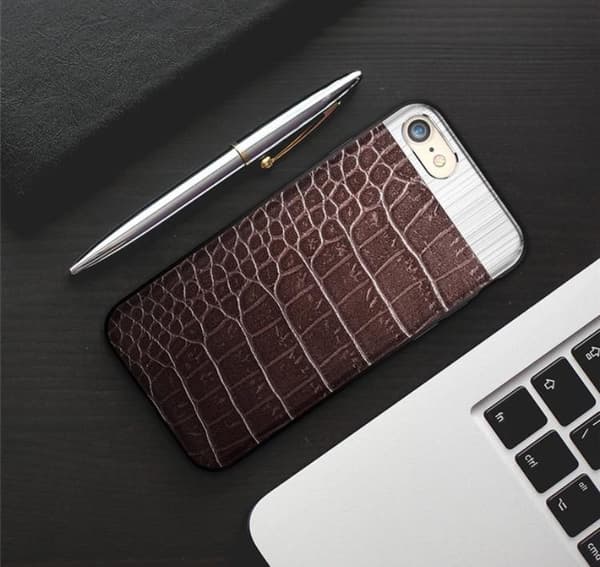 iPhone 8 PLUS - Robust Stilrent Skal från Croco-Serien Vit Vit