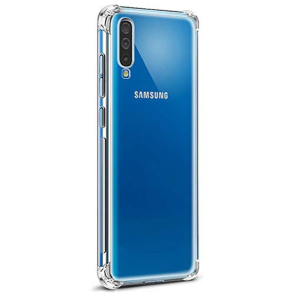 Samsung Galaxy A70 - Slittåligt Skyddsskal i Silikon (FLOVEME) Svart/Guld