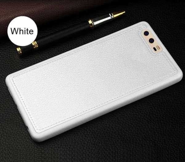 Huawei P10 PLUS - Stilrent silikonskal med läder (NAKOBEE) Vit
