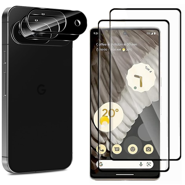 Google Pixel 9 - 2.5D Framsida Svart + Kameraskydd i 1 Set