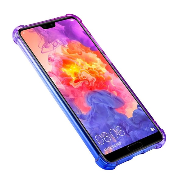 Huawei P20 Pro - Stødabsorberende Air-Bag silikonetui (FLOVEME) Blå/Rosa