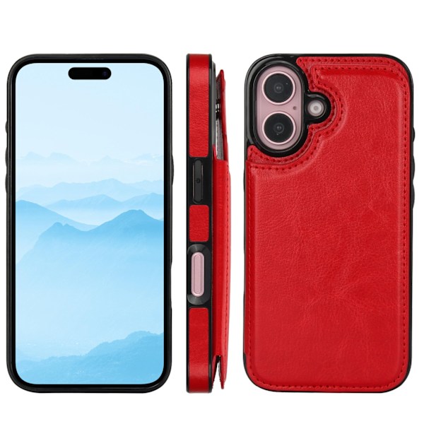 iPhone 16 Plus - Wallet Case, Elegant, Praktisk och Säker Svart