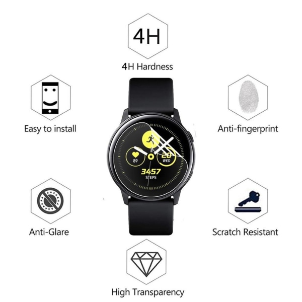 Galaxy Watch Active2 Mjukt Skärmskydd PET 40/44mm R820/R830 Svart 44mm
