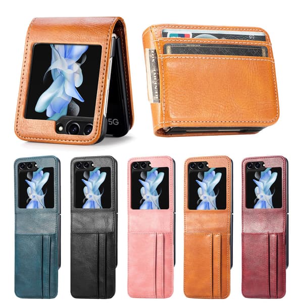 Galaxy Z Flip 5 5G - Plånboksfodral med kortfack Röd