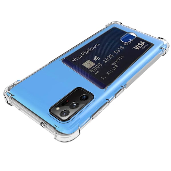Samsung Galaxy Note 20 Ultra - Silikoni Bumper Kotelo Korttipidikkeellä Transparent/Genomskinlig