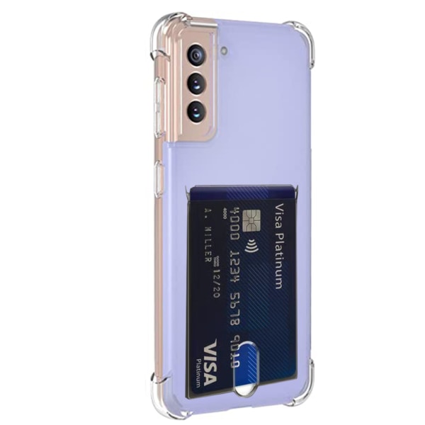 Samsung Galaxy S21 Plus - Skal med Kortfack & Mjukt Skärmskydd Transparent