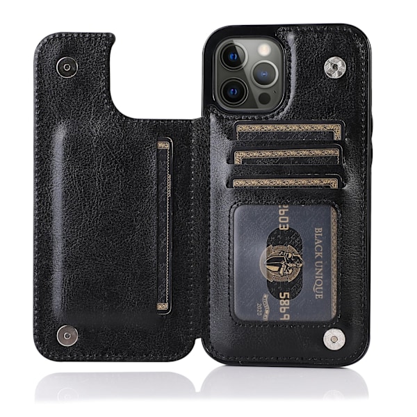 Elegant Skyddande läderfodral för iPhone 15 Pro Max Marinblå
