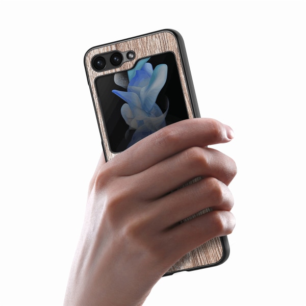 Trætekstur Cover til Samsung Galaxy Z Flip5 5G Brown