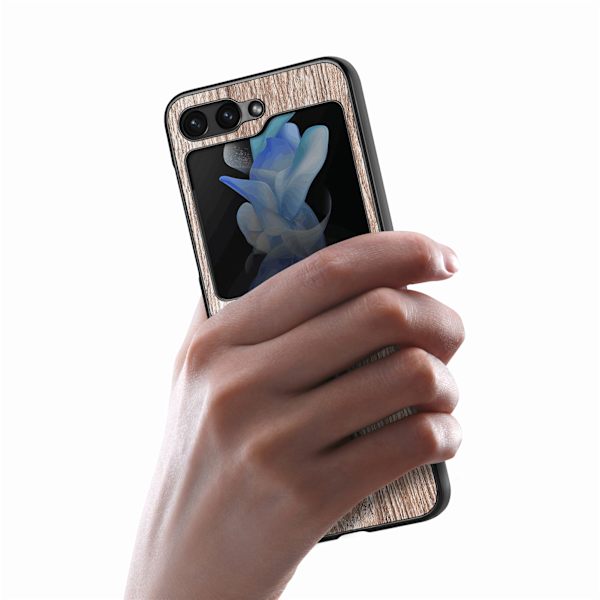 Trätextur Skal för Samsung Galaxy Z Flip5 5G grå