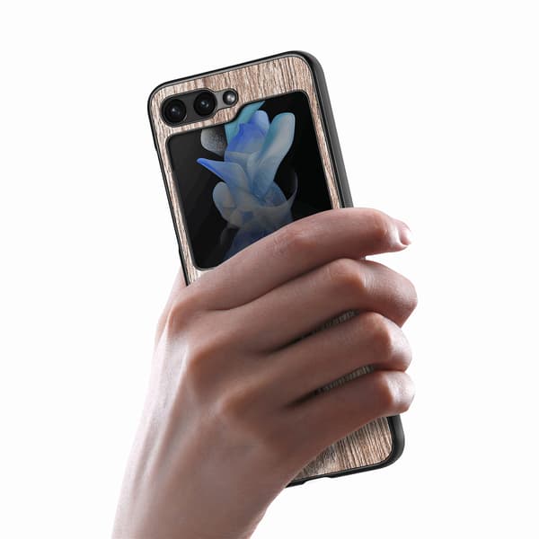 Trätextur Skal för Samsung Galaxy Z Flip5 5G Kaffe
