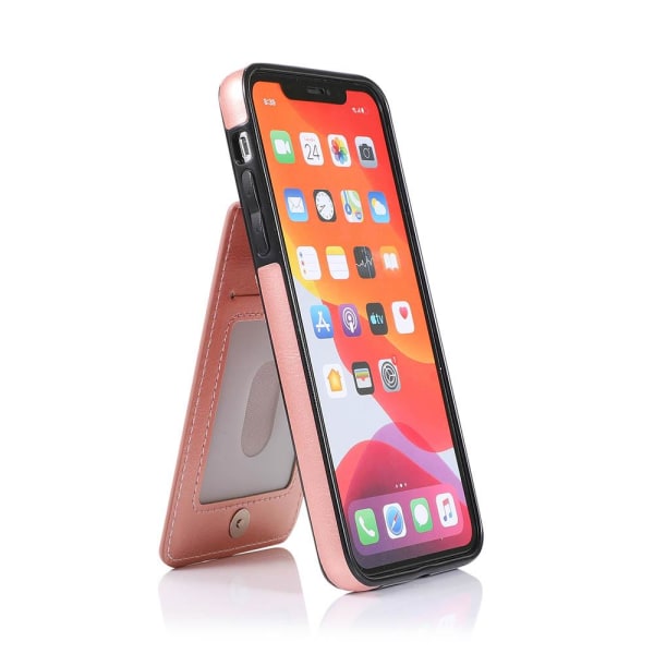 iPhone 12 Pro - Effektfullt LEMAN Skal med Korthållare Röd