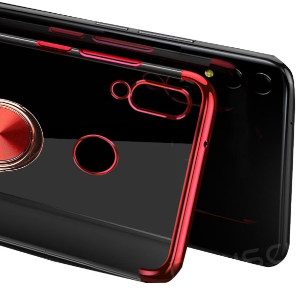 Samsung Galaxy A40 - Skyddande Silikonskal med Ringh�llare Blå