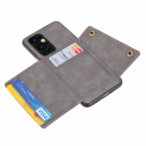 OnePlus 9 Pro - Retro Leman Skal med Korthållare! Mörkblå