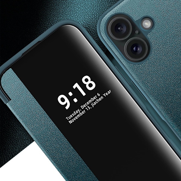 iPhone 16 Fodral - Elegant Design med Smart Fönster! Grön