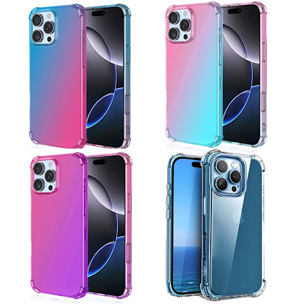iPhone 16 Pro Max - Stilrent Smart Skyddsskal i Gradient Silikon Rosa/Grön