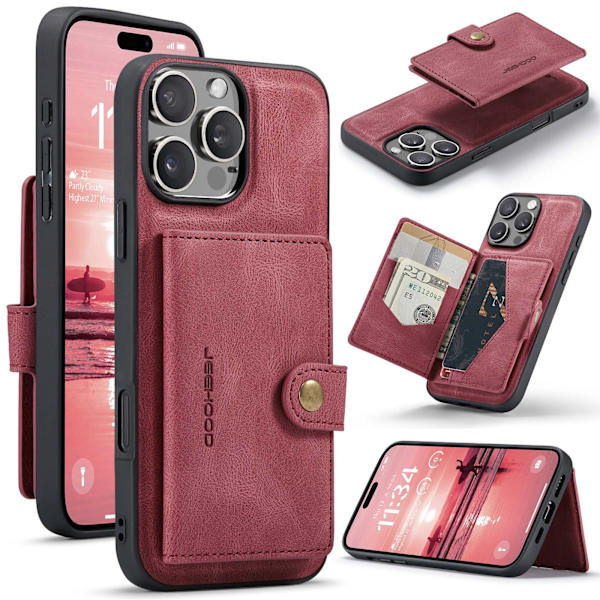 iPhone 16 Pro - Lyxigt Magnetiskt Skal med Kortfack Svart