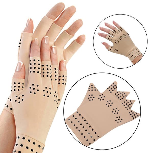 1-Par Fingerlösa Artrit Handskar Beige