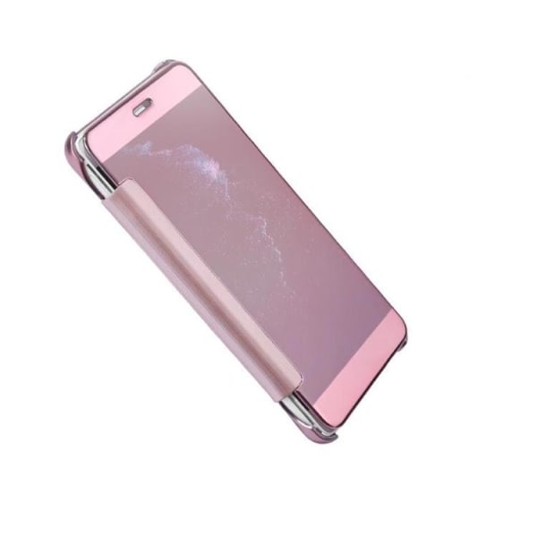 Huawei P8 Lite  - Praktiskt fodral i Clear View från FLOVEME PinkGold Roséguld