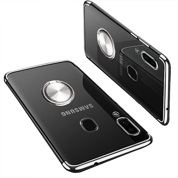 Samsung Galaxy A40 - Skyddande Silikonskal med Ringh�llare Röd