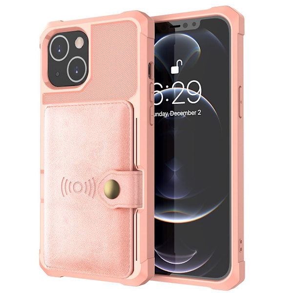 iPhone 14 - Skal med Korthållare Roséguld